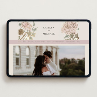 This is a blush meadow wedding websites by Grae called dancing in the garden printing on digital paper in standard