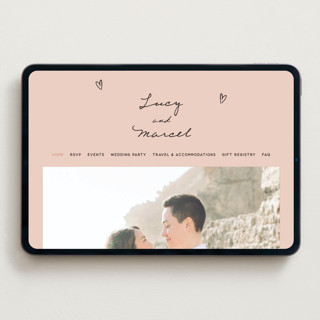 This is a blush wedding websites by Ani Somi called ballpoint suite printing on digital paper in standard