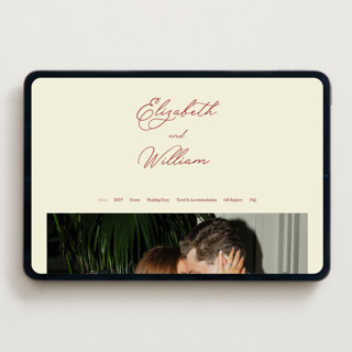 This is a burgundy wedding websites by Helena Vitto called elizabeth printing on digital paper in standard