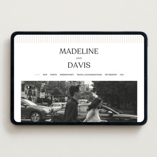 This is a latte wedding websites by First Rodeo Design called classic stripe printing on digital paper in standard