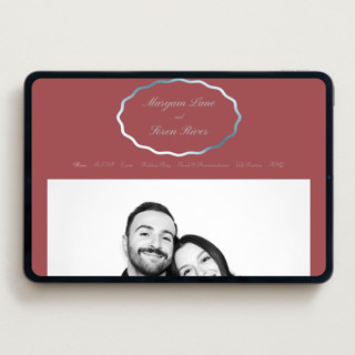 This is a burgundy wedding websites by Baumbirdy called scallop frame printing on digital paper in standard