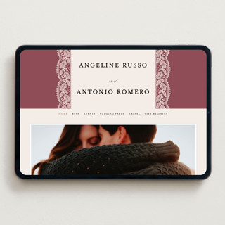 This is a mauve wedding websites by Erica Krystek called chantilly printing on digital paper in standard