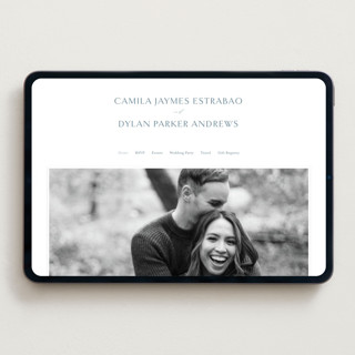 This is a dusty blue wedding websites by Jennifer Postorino called graceful printing on digital paper in standard