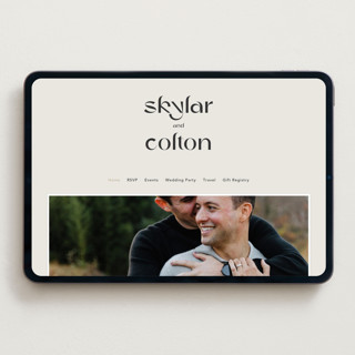 This is a ecru wedding websites by Blustery August called marcona printing on digital paper in standard