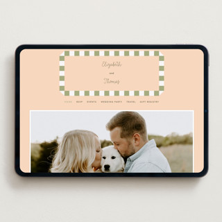 This is a peach wedding websites by Baumbirdy called boardwalk printing on digital paper in standard