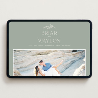 This is a sage wedding websites by Erica Krystek called soft arch printing on digital paper in standard