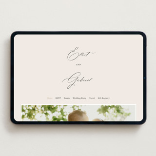 This is a ecru wedding websites by Hooray Creative called scripted names printing on digital paper in standard