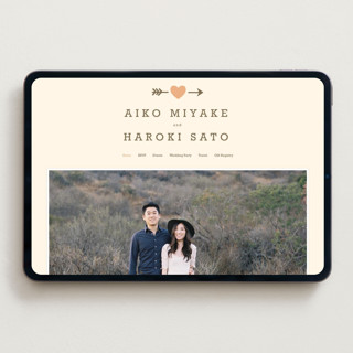 This is a pale salmon wedding websites by The Social Type called love struck printing on digital paper in standard