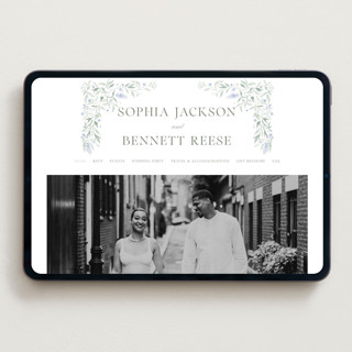 This is a periwinkle wedding websites by Kristen Smith called delicate vines printing on digital paper in standard