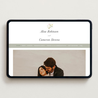 This is a sage wedding websites by Lori Wemple called flowering arch printing on digital paper in standard