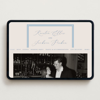 This is a periwinkle wedding websites by Hooray Creative called twin border printing on digital paper in standard