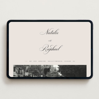 This is a black tie wedding websites by Hooray Creative called scripted names printing on digital paper in standard