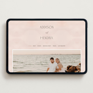 This is a blush wedding websites by Itsy Belle Studio called first light printing on digital paper in standard