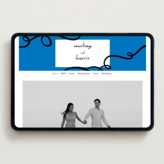 This is a cobalt wedding websites by mo kelley called swirl frame printing on digital paper in standard