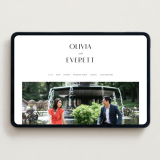 This is a onyx wedding websites by Emily Betts called modern classic names printing on digital paper in standard