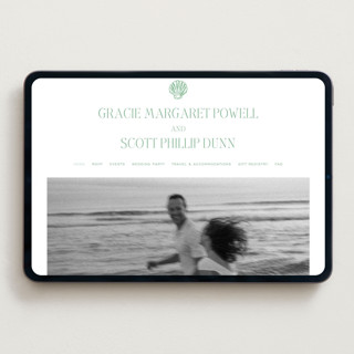 This is a seafoam wedding websites by Megan Davis called isle printing on digital paper in standard