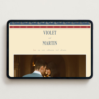 This is a navy wedding websites by Baumbirdy called woven printing on digital paper in standard