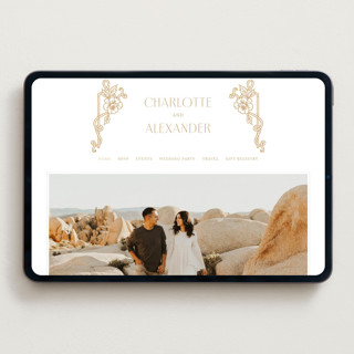 This is a faux gold wedding websites by Selima Akhter called nouveau peony printing on digital paper in standard