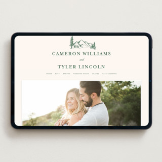 This is a pine wedding websites by Amy Kross called blue ridge printing on digital paper in standard