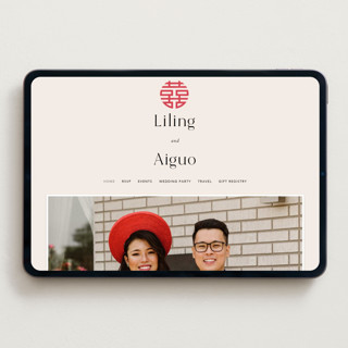 This is a cream wedding websites by Inkblot Design called happy in love printing on digital paper in standard