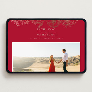 This is a ruby wedding websites by Janean Hinger called double peony printing on digital paper in standard