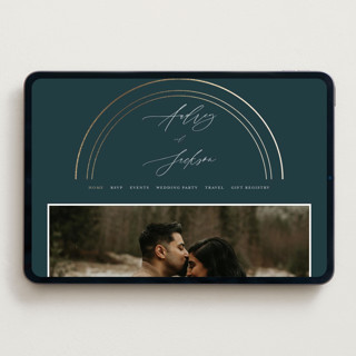 This is a midnight green wedding websites by Vera Lim called the arc printing on digital paper in standard