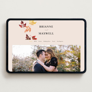 This is a autumn wedding websites by Itsy Belle Studio called autumn leafs printing on digital paper in standard