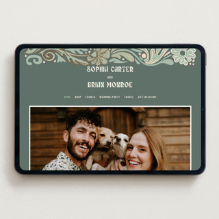 This is a sage wedding websites by GeekInk Design called nouveau frame printing on digital paper in standard
