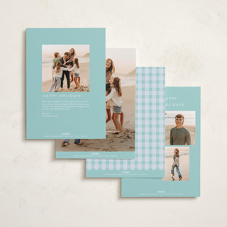This is a aqua easter photo cards with standard by Sarah Cohn called easter plaid card printing on recycled smooth signature in standard