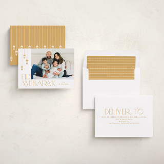 This is a mustard eid cards with standard by Creo Study called lantern chic printing on recycled smooth signature in standard