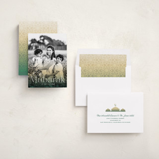 This is a jade eid cards with standard by fatfatin called eid mubarak ombre printing on recycled smooth signature in standard