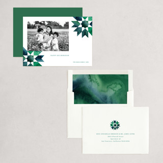 This is a aquamarine eid cards with standard by Sumak Studio called geometrical stars printing on recycled smooth signature in standard