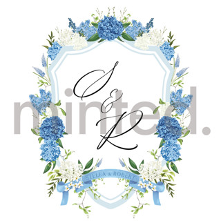 This is a hydrangea design elements by Susan Moyal called custom martha's vineyard crest in standard