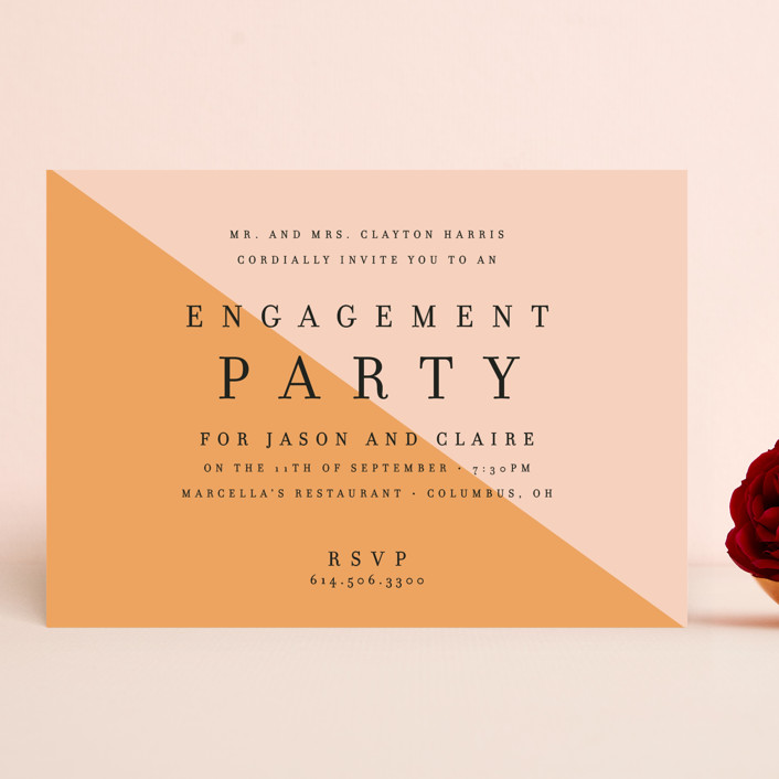 Colorblocked Engagement Party Invitations by Alaina Cherup Minted