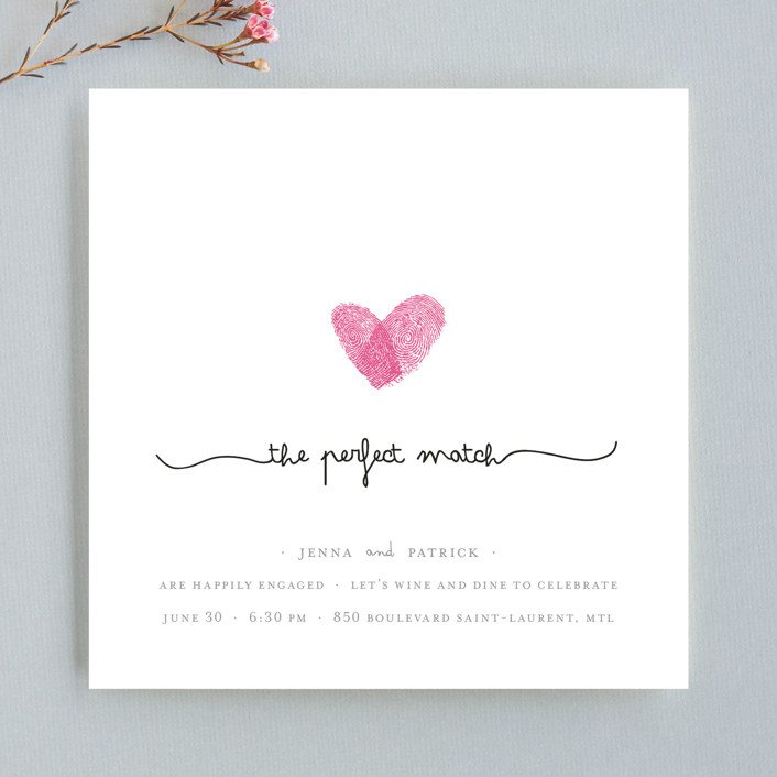 Fingerprint Heart Engagement Party Invitations by Angelene 