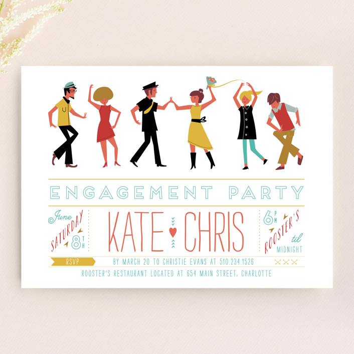 Retro Party Engagement Invitations By Lori Wemple Minted Engagement Party Invitations