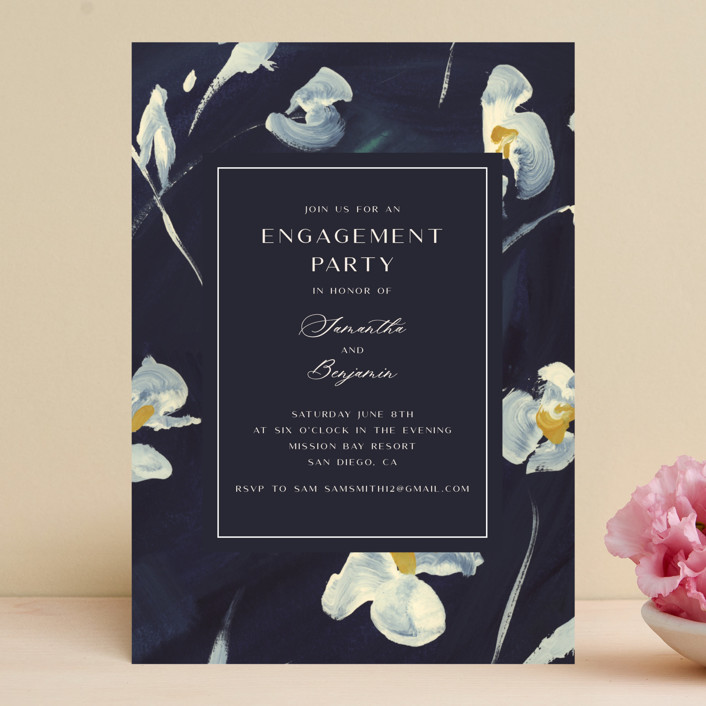 Midnight Romance Engagement Party Invitations by Teju Reval Minted