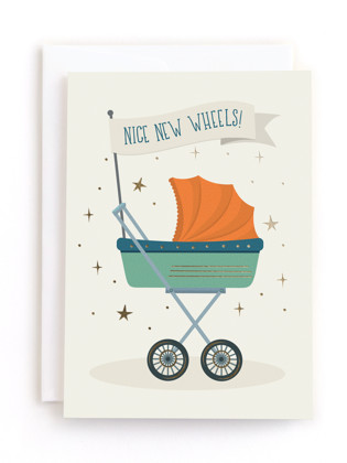 This is a champagne tbd by Oma N. Ramkhelawan called new wheels in greeting cards