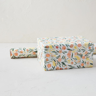 This is a peach wrapping paper by Joanna Griffin called spring garden in standard