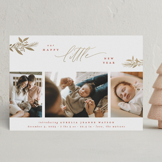 LITTLE JOYS FoilPressed Holiday Birth Announcements by Everett Paper