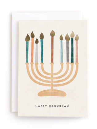 This is a candle tbd by Amy Payne called menorah in greeting cards