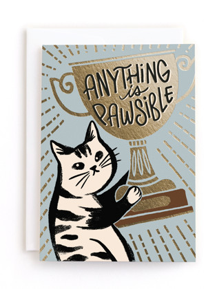 This is a powder blue tbd by Vivian Yiwing called anything is pawsible in greeting cards