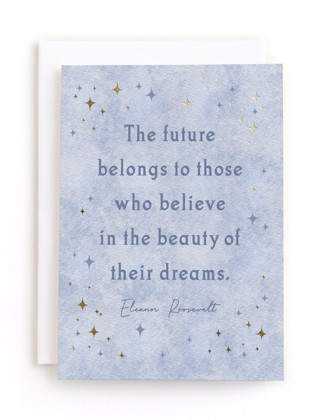 This is a powder blue tbd by Courtney Crane called believe in dreams in greeting cards