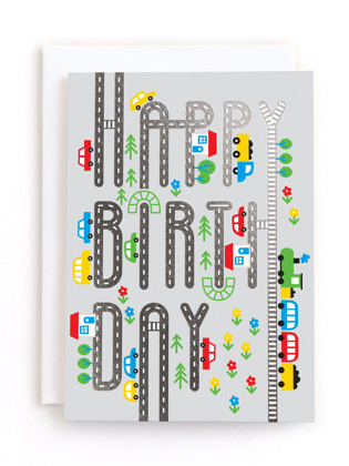 This is a cement tbd by Mojca Budnar called happy traffic in greeting cards
