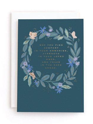 This is a teal tbd by Creo Study called sympathy wreath in greeting cards