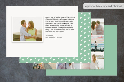 This is a gold wedding announcements with foil pressed by Annie Clark called aglow printing on recycled smooth signature in standard