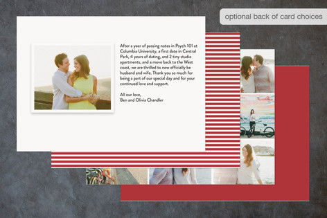 This is a gold wedding announcements with foil pressed by A.C.R. called married + bright printing on recycled smooth signature in standard