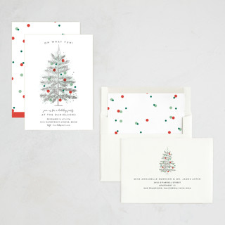 This is a tinsel holiday party invitations with foil pressed by Rebecca Durflinger called tinsel tree printing on signature in standard