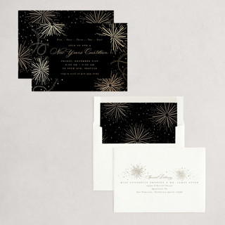 This is a eclipse holiday party invitations with foil pressed by Everett Paper Goods called firecracker delight printing on signature in standard