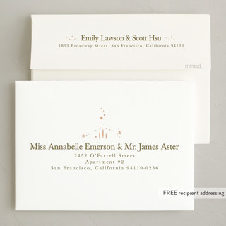 This is a blush holiday party invitations with foil pressed by Hannah Williams called champagne printing on signature in standard